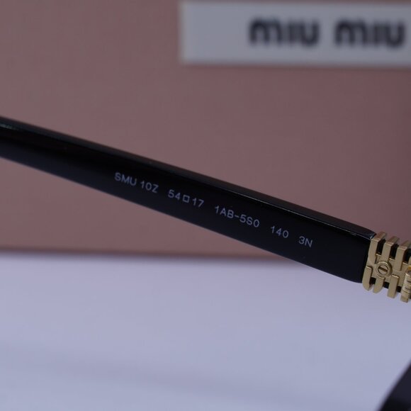 Miu Miu MU10ZS 1AB5S0 Browline Sunglasses – Black\Gold - Picture 8 of 13